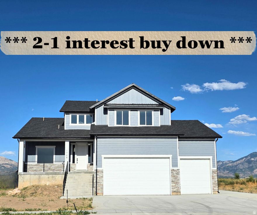 NEW CONSTRUCTION! This beautiful 4-bedroom, 2.5-bath home is located in a highly desirable neighborhood with stunning mountain and water views. Inside, the home features several upgrades including quartz counter tops, an induction stove, a walk-in pantry, and an additional storage loft above the garage. Conveniently close to schools, parks, dining, and with easy access to I-15. The unfinished walk-out basement with a separate entrance from the garage offers endless possibilities-perfect for entertaining, extended family, or potential rental income. Experience country living with city convenience! Call today to schedule a private tour.