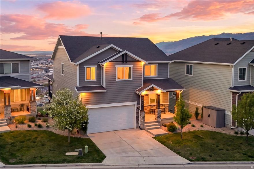 If you're looking for unobstructed valley and mountain views with no backyard neighbors, I have got the house for you. This home features two family rooms, a walkout basement, and generously sized bedrooms - all framed by some of the most insane sunset views in North Salt Lake. And before you freak out about the HOA - if offers no exterior maintenance as it covers all landscaping and even shovels your driveway in the winter.  It also includes your internet and summer entertainment at the pool and clubhouse so it's a great value! This is a rare find in this area and less than 10 minutes to downtown SLC.