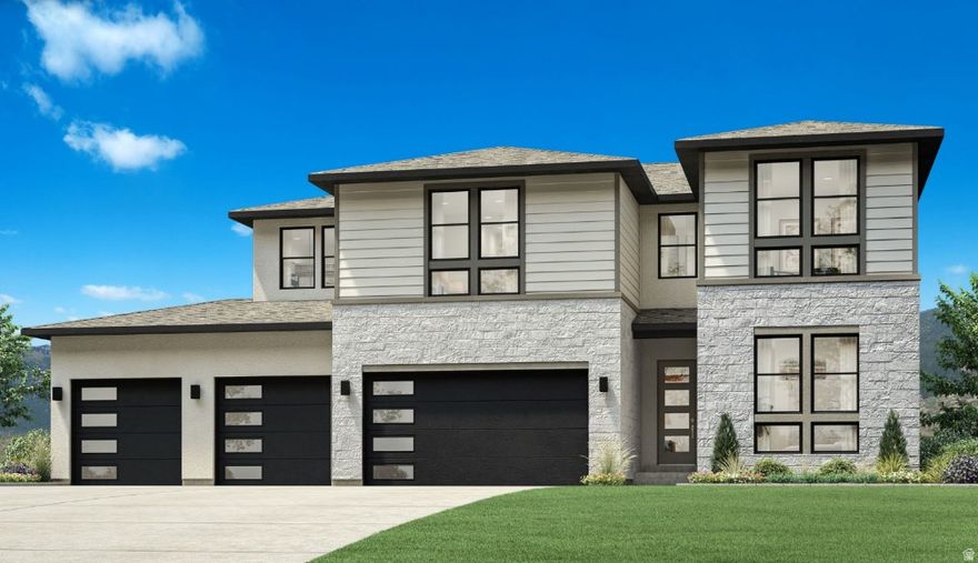 Move In Ready! Experience elevated living in this luxurious Tuscarora Prairie style home, featuring a 4-car garage and a thoughtfully designed layout. The gourmet kitchen is a chef's dream-complete with oversized island, stacked 10' cabinets, double ovens, and a gas cooktop. Stylish upgraded hard surface flooring extends throughout the main level, staircase, primary suite, and loft. Enjoy abundant natural light in the finished walkout basement, which includes secondary laundry hookups-perfect for guests or multigenerational living. Step outside to a covered backyard deck that captures stunning east-facing views of the mountains and Utah Lake-ideal for peaceful mornings or evening gatherings.