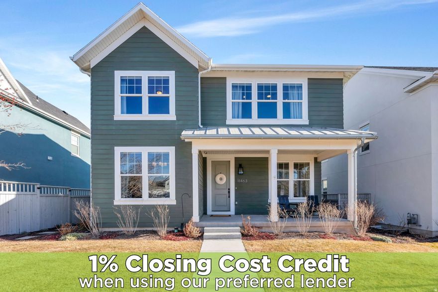 This beautiful Daybreak home is filled with abundant natural light via 2-story windows! The living room features soaring vaulted ceilings and excellent entertainment space while the kitchen includes a wraparound island, stainless steel appliances, a gas wall oven, chic lighting, and crisp white quartz countertops! Additionally, the great room accesses an inviting porch, ideal for hosting guests, BBQs and enjoying the large fully fenced yard. The primary suite is a true retreat, highlighted by a custom architectural feature wall and a spacious walk-in closet. The spa-inspired primary bath features a walk-in Euro shower, dual vanity with modern cabinetry and hardware, and quartz countertops. There are two additional spacious bedrooms upstairs and the basement includes a large family room and two additional bedrooms! Enjoy the unmatched Daybreak lifestyle with over 30 miles of walking and biking trails, and the convenience of being within walking distance to two neighborhood parks, offering soccer fields, pickleball courts, tennis courts, playgrounds and more! Schedule a showing and tour this exceptional home while it's available!