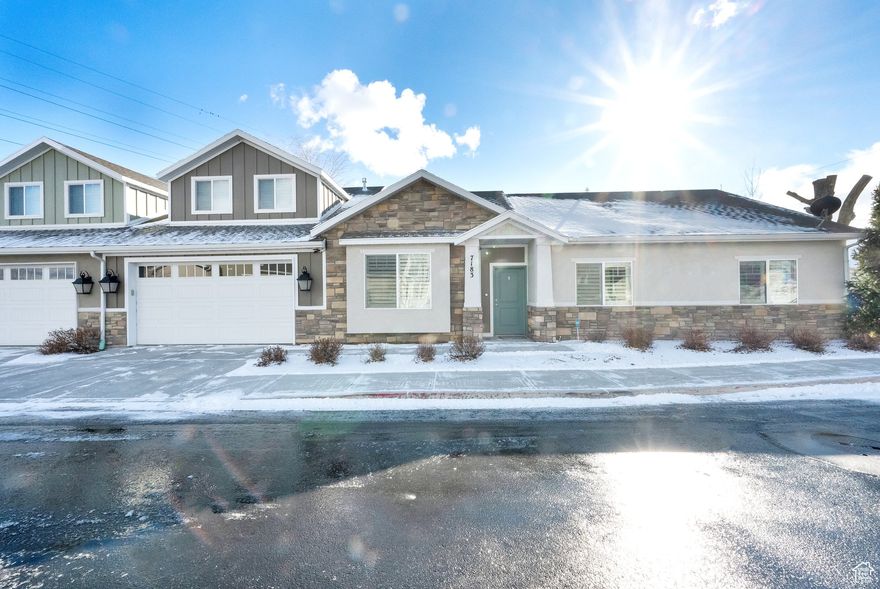 Discover the ideal lifestyle in this coveted 55+ community. This twin home offers privacy and a convenient location to everything you'll need. Enjoy the quiet living space with the only shared wall connecting on the garage side. This home features granite countertops, a large gas range, plantation shutters, modern hardware, and stylish fixtures are impeccably maintained. Relax in the luxurious oversized tub and enjoy main-level living. With 3 bedrooms, 2 bathrooms, and a dedicated office or bonus room, this home is thoughtfully designed for comfort and functionality.  The active community and HOA offer a clubhouse, gym, and walking trails. Trash, water, snow removal, exterior maintenance, and insurance are covered. Pets are permitted.  This rare opportunity to join a welcoming and desirable community awaits! Book your private showing today!