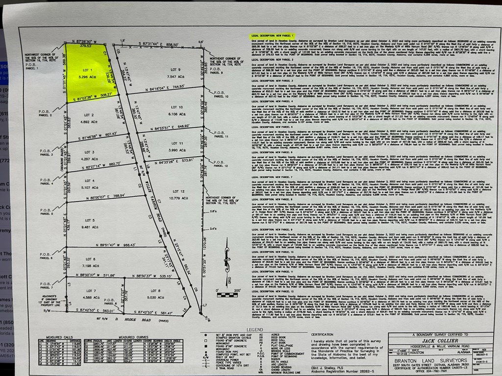 5.296+-ac Lot 1, Willie Varnum Rd, Cottonwood, Alabama image 2