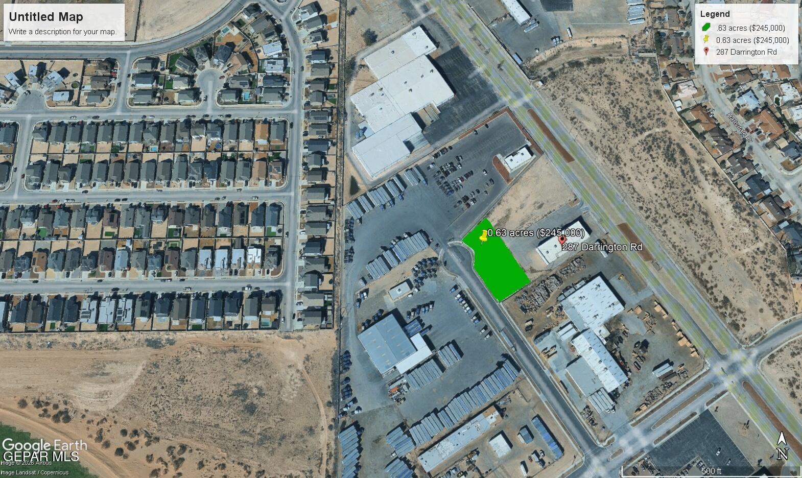 0.63 acres ($245.000)