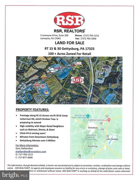 Rt 15 & Rt 30 Camp Letterman Drive Gettysburg PA 17325