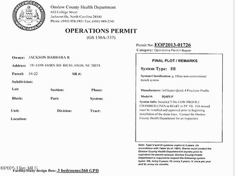 Tiny photo for 181 Cow Horn Road, Richlands, NC 28574 (MLS # 100542169)