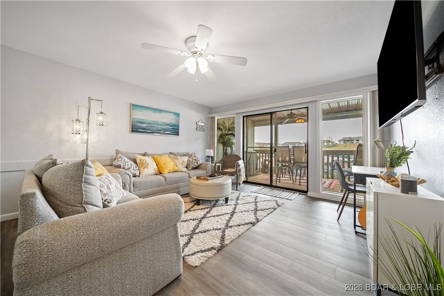 Meticulously maintained and thoughtfully decorated, this two bedroom, two bathroom condo is move in ready! Whether you are seeking your own private get a way or looking for an investment opportunity just minutes from some the best shopping, dining & entertainment the lake has to offer. Year-round income potential! Complex amenities include indoor pool/lakefront outdoor pool, hot tub, club house, playground, tennis courts, picnic and park area, boat ramp, trailer parking, fish/swim dock, dog walking park, and ample boat and trailer parking. Sellers are currently leasing 10x28 slip - new owners can continue to do so! The boat slip has a transferrable annual lease. Offered turnkey this condo is waiting you!