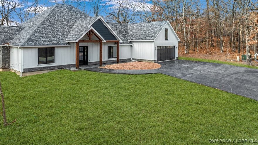 Tucked away in the serene & highly sought-after community of Porto Cima, this brand-new home awaits its first owners as a true dream residence in every sense. Surrounded by nature & enriched w/upscale amenities, the property seamlessly blends comfort, elegance, & modern design. Inside, a spacious living area welcomes guests w/soaring vaulted ceilings & a striking stone fireplace that sets the stage for cozy evenings. The heart of the home is a custom-designed kitchen, perfect for any chef, featuring gleaming quartz countertops & generous hidden pantry. Each of the four bedrooms serves as a private retreat, complete w/en suite bathrooms showcasing high-end custom showers & refined finishes. Extending across the back of the home, a beautifully stamped concrete patio provides an ideal space for entertaining or enjoying peaceful mornings, while a matching stamped driveway leads to a spacious 2-car garage. Residents of the Porto Cima community enjoy access to exceptional amenities, including sparkling pools, fully equipped fitness center, boat ramp, clubhouse, playground, & dog park, w/the added possibility of leasing boat slips at the nearby marina for those drawn to life on the water.