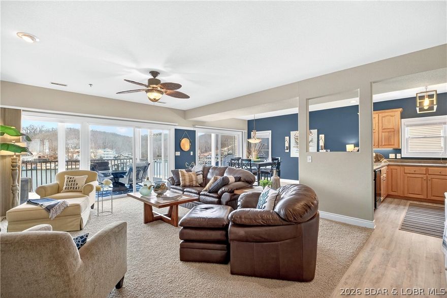 WOWZA! 3BD/3.5BA/12X40 SLIP w/HOIST & 2 PWC SPACES W/LIFTS!   This walk-in level, end-unit condo at Timberlake Village offers a well-designed single-level floor plan with an open main living area oriented toward the lake with direct access to a spacious screened deck. The living room connects easily to the kitchen and dining spaces, making it easy to entertain. The kitchen features a pantry and plenty of extra seating at the bar. The primary suite includes a private bath and generous closet space, while 2 additional ensuites provide flexibility and privacy for extended stays. Ample storage can be found throughout the unit making it ideal for full or part time residents. Offered furnished per inventory and fully ready for summer, the dock package includes a 12x40 cruiser slip with hoist and two PWC slips with lifts, providing excellent accommodation for multiple watercrafts. Timberlake Village amenities include multiple pools, clubhouse access, and well-maintained common areas. Located in Rocky Mount, one is out of the way and a short drive to town. The complex is beautiful and offers 3 pools, a clubhouse with fitness center, kitchen and meeting room, and a playground.