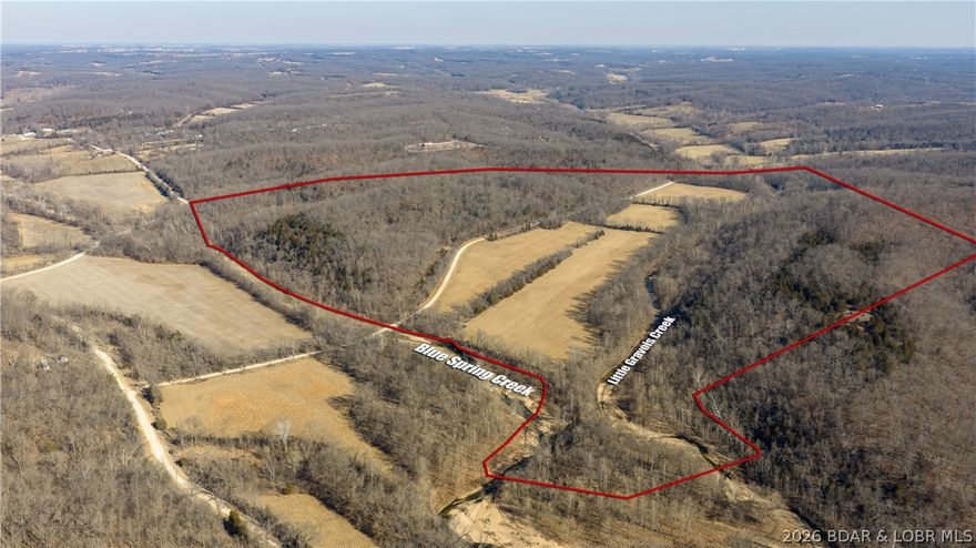 If you’ve been looking for large acreage close to the lake, this 224.9-acre property in the School of the Osage District is a rare find. Located just minutes from Osage Beach and Lake of the Ozarks, it offers the perfect blend of convenience and wide-open space. The land features beautiful, flat hayfields ideal for farming, livestock, or enjoying the views. Pockets of mature timber provide privacy and cover, while multiple creeks wind through the property, adding water and scenic charm. The peninsula area gives the property unique character. With electric already running through the acreage and multiple flat, build-ready spots for a home, cabin, or barn, the possibilities are wide open. Whether you’re dreaming of a private estate, farm, or weekend retreat, this property delivers flexibility. For the outdoorsman, the hunting is outstanding, with abundant deer and turkey supported by the mix of woods, water, and open ground. Properties of this size and quality this close to the lake rarely come available, and this is one you truly need to see to appreciate.