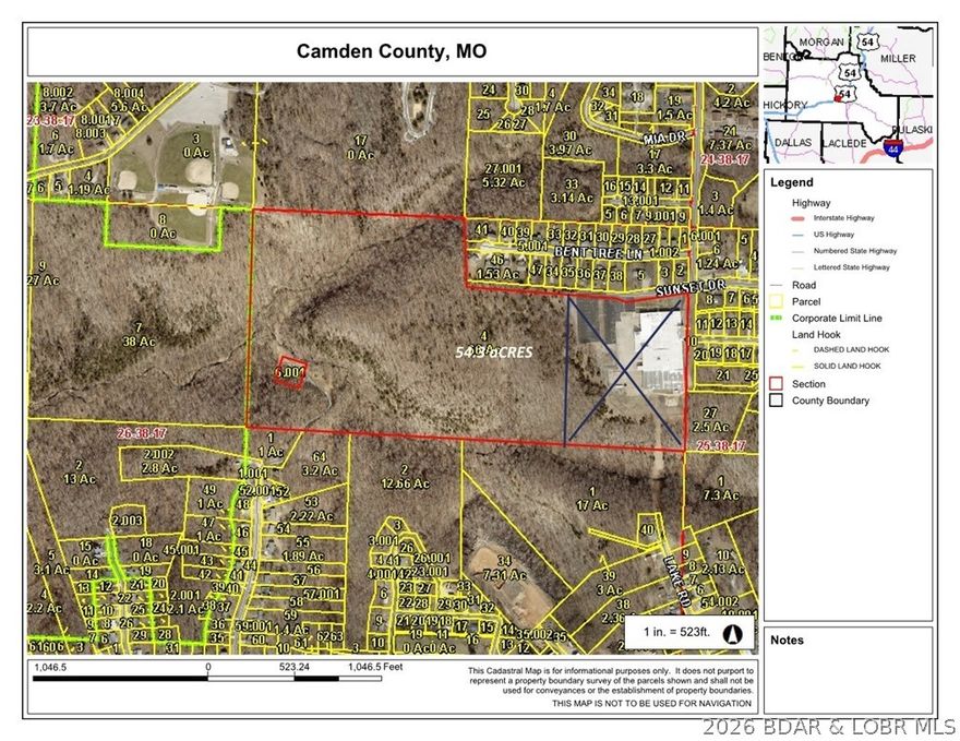 Discover an exceptional opportunity with this expansive 54 +/- acre tract of land, ideally located inside Camdenton city limits and offering unmatched development potential. This property is a blank canvas for visionary investors, developers, or community planners. Whether you're envisioning a residential or retirement community, townhomes, or even an industrial park, this land supports multiple uses.