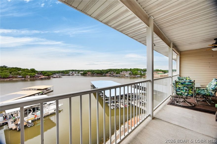 Wake up to this INCREDIBLE LAKE VIEW from the top floor at Fountain View Landing!  Elevator for easy access, peaceful and quiet atmosphere, yet close to everything in Osage Beach, shopping, restaurants, golf courses, activities, close to the new Oasis complex under construction.  Convenient location on the 14MM in Osage Beach.  Includes a 12'X28' boat slip with lift, dock location is C14.  Condo is furnished and boat available to purchase from the seller for extra $'s.  Spacious 3 bedroom, 2 bath condo offers the perfect place to entertain your guests or just relax and enjoy the spectacular view from your covered deck. Community lakefront pool and playground are available for you and your guests enjoyment. Makes a nice investment property as rentals are allowed or make this your perfect lake get-a-way!