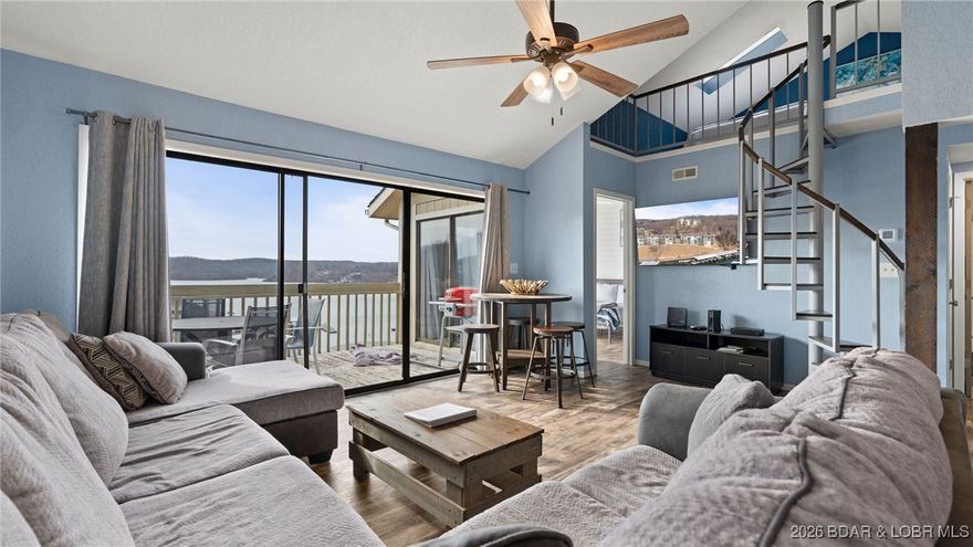 Experience elevated lake living in this top-floor condo showcasing sweeping views of the beautiful Lake of the Ozark's that simply can't be replicated. This unit offers 2 bedrooms, 2 full baths and a versatile loft, ideal for hosting guests or maximizing rental occupancy. From sunrise to sunset, enjoy the panoramic lake scenery and the vibrant energy of the water below. The condo includes a 10X24 boat slip and perfectly positioned near Margaritaville, owners and guests alike will appreciate the close proximity to premier dining, entertainment and attractions. Whether you're searching for a refined personal retreat or a TURN-KEY income producing investment, this condo delivers location and long-term value in one remarkable package!!