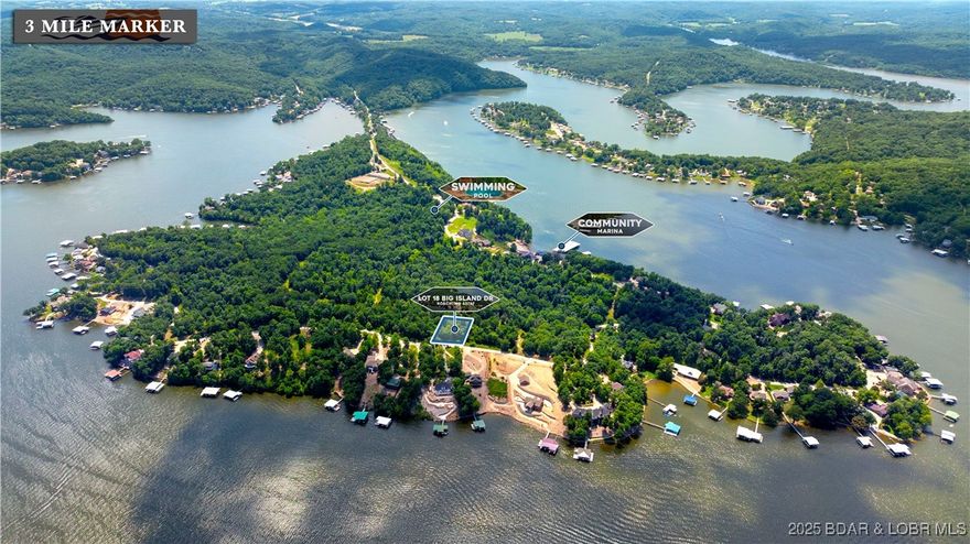 Welcome to Big Island at Lake of the Ozarks—one of the most unique and desirable communities at the Lake. All lots in this golf cart-friendly subdivision offer beautiful lake views and are fully ready to build, with water, sewer, electricity, and high-speed fiber internet already in place.

Big Island is the only subdivision at the Lake offering more boat slips than lots—ensuring ample availability for your lake toys. Current slips include 12x32, 18x44, and 18x48 options—call for current dock pricing and availability.

Residents enjoy outstanding amenities including a community boat ramp, swimming pool, and a peaceful, private setting ideal for full-time living, vacation homes, or investment properties. Whether you're building a single dream home or planning a multi-home development, Big Island delivers flexibility, views, and unbeatable lake access.
