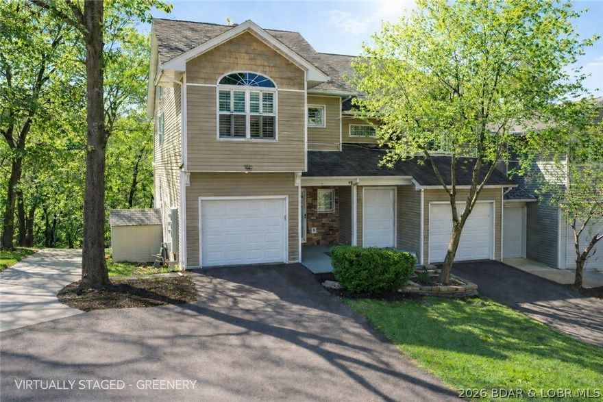 Hard-to-find end-unit townhome in the heart of Lake Ozark with NO HOA dues, over 2,300 sq ft, a 1-car attached garage, and a location that puts you close to everything buyers love about Lake of the Ozarks. This 3 bedroom, 3 full bath, 1 half bath townhome offers a spacious multi-level floor plan with room to spread out, entertain, and enjoy easy lake-area living. Main level features the primary living room, kitchen, and dining area. The walkout lower level includes a second family room, wet bar, additional dining space, and flexible room for a game room, media room, or man cave. The backyard patio offers extra outdoor space for relaxing, a fire pit, or entertaining guests. End-unit privacy means only one shared wall, and the zero-scape landscaping means low-maintenance ownership with no mowing. Located near marinas, boat slip rentals, shopping, popular restaurants, bars, and the Bagnell Dam Strip. This property is perfect as a full-time home, weekend getaway, or investment in a highly desirable Lake Ozark area.