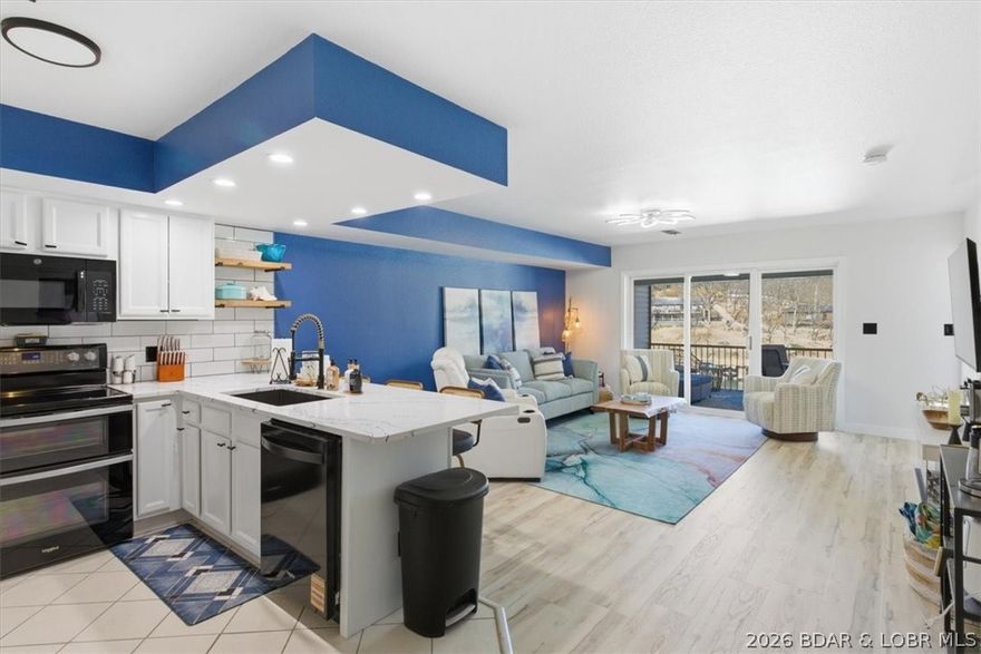 Enjoy the best of lake living in this beautifully renovated 3 bedroom, 2 bathroom condo offering approximately 1200 sq ft of updated living space in a highly convenient Lake of the Ozarks location. Just 5 minutes from the Strip, this property puts you close to dining, entertainment, shopping, and all the fun the lake has to offer.
Inside, you’ll appreciate the extensive updates throughout, including new appliances, flooring, fixtures, bedding, kitchen items, and furniture, creating a stylish and move-in-ready space. The layout offers plenty of room for family, guests, or weekend entertaining.
This unit is a rare find with only 7 stairs to enter, making access easier than many lake properties. The community also offers fantastic amenities, including a heated/chilled pool open May through October, swim dock, and two pet area locations.
Whether you’re searching for a personal getaway, full-time residence, or an investment opportunity, this condo offers excellent flexibility and could be used as a nightly, weekly, or other rental, depending on your plans. With its updated interior, desirable amenities, and prime central location, this condo is ready to be enjoyed from day one.