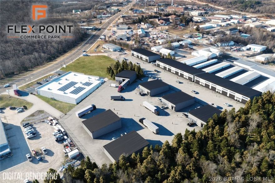 Welcome to FlexPoint Commerce Park, where adaptability meets opportunity. Strategically positioned in Osage Beach, this commercial hub offers versatile spaces along high-traffic route with strong exposure and easy connectivity, FlexPoint creates an ideal environment for retail, office, service-based businesses, or warehouse operations. With high visibility, ample parking, and modern infrastructure, FlexPoint Commerce Park is the perfect launching pad for your business growth. Phase 1 will be 30' x 60' for 1800 square feet of possibilities. Each unit boasts a 14' x18' garage door with a glass window above, offering ample accessibility and plenty of natural light. Plus an option to incorporate a mezzanine level to provide space for executive office buildout, retail display, or expanded storage capacity. Whether you're envisioning a beauty salon, detail shop, retail boutique, auto repair, etc- this space adapts to your business vision. With both aesthetics and performance in mind, FlexPoint Commerce Park blends modern architectural appeal with practical efficiency in the middle of town. Phase 1 to be completed June 2026! Grab your spot today