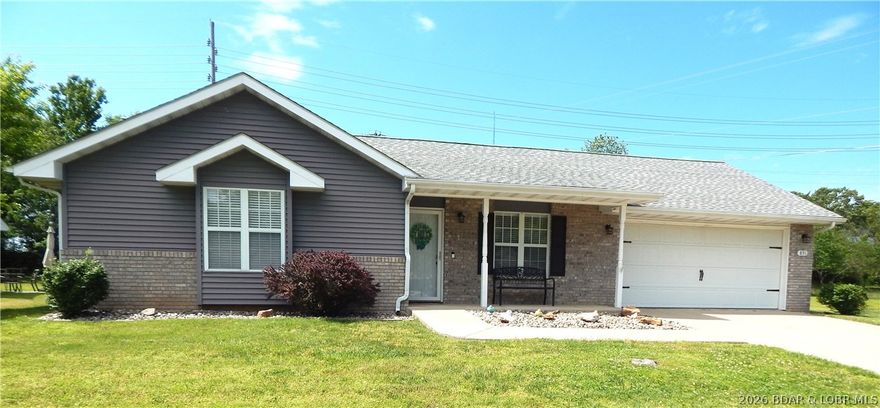 Wonderful opportunity of owning your own home in OZARK MEADOWS! Just make sure you're 55 or older! Neat and simple is this well-maintained home of 2 bedrooms/2 bath, 2 car garage.  Ample storage space; garage, kitchen pantry, coat closet and a walk-in closet.  The updates through ownership have been flooring, kitchen and baths,,,, Newer hot water heater, water softener (owned), and newer HVAC/Heat pump.  Location is easy just off Hwy D, flat yard on a cul-de-sac, close to HyVee and shopping center, you and your gas tank will love it! Enjoy the fresh air outside an open but covered patio.  Updated landscaping has been improved with stones & rocks for borders. Rest, put your feet up and enjoy this easy lifestyle here at Ozark Meadows.  You'll need to see this beauty for yourself, full time owner give ample time, thank you!