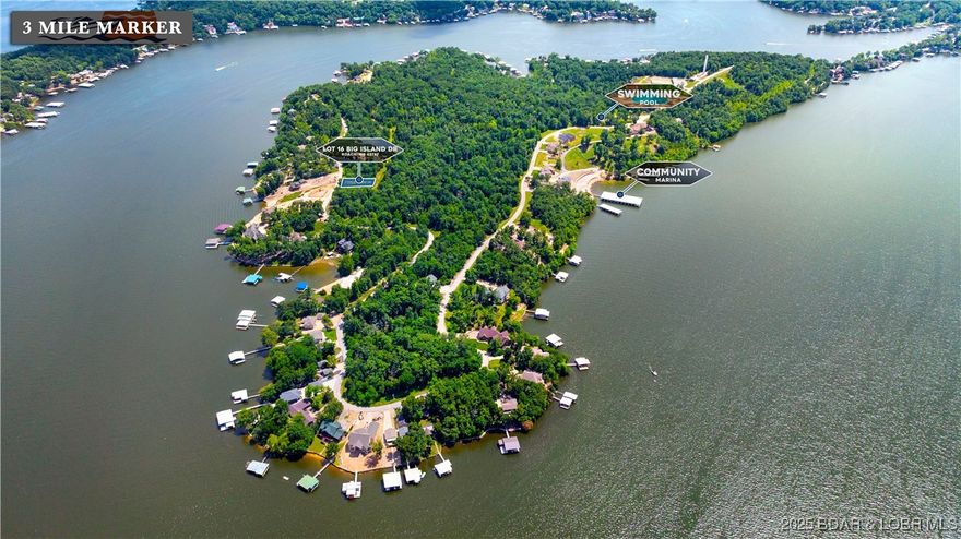 Build your lake life from the ground up on Lot 16—0.30 acre of ready-to-go land on Big Island at Lake of the Ozarks. Imagine mornings by the water, evenings on the deck, and weekends spent boating or relaxing by the community pool. This is more than a lot—it’s your chance to join a one-of-a-kind lake community. Big Island is the only subdivision at the Lake offering more boat slips than homesites, making it a haven for lake lovers. With utilities already in place—water, sewer, electricity, and high-speed fiber—you’re one step closer to breaking ground. Golf cart-friendly streets, great amenities, and unbeatable lake access make Lot 16 a rare find in one of the most desirable spots at the Lake.