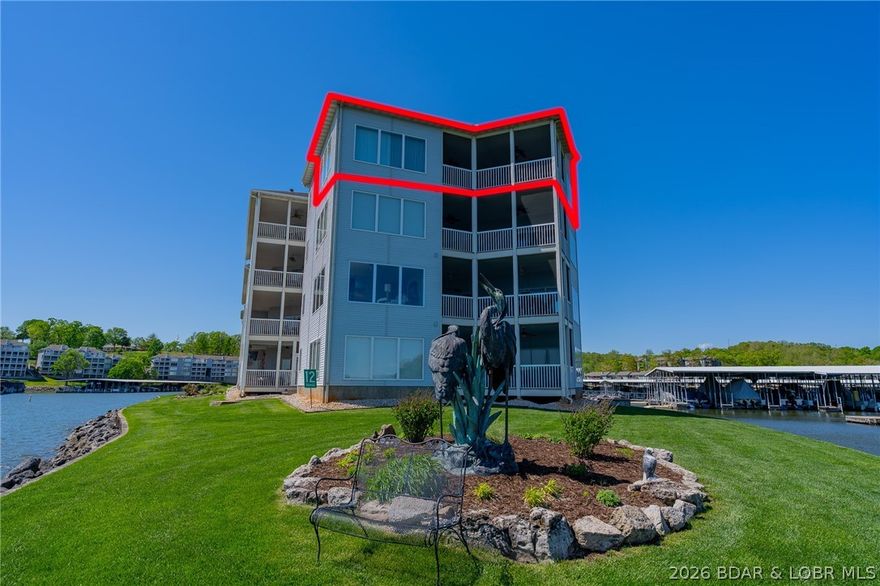 Experience top-floor luxury in this massive 3,047 sq. ft. waterfront condo at Regatta Bay! Boasting 3 bedrooms and 4 bathrooms, this meticulously maintained unit offers massive main-channel views and true lakefront living. The open-concept interior features custom cabinetry, built-in storage, a dedicated wet bar, and a cozy fireplace perfect for entertaining. Retreat to the spacious primary suite complete with walk-in closets, a walk-in shower, and a jetted tub. Enjoy the lake breeze from your choice of covered, decked, or screened-in porch spaces. Sale includes all appliances and a coveted 14x42 dock slip with a locker! Regatta Bay amenities include tennis courts and a playground. Furniture is negotiable. Nightly rentals are allowed!