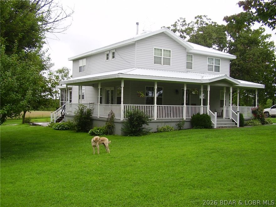 WoW!!! What a Nice Farm Folks !! Beautiful setting !!!!! Home is 3 bed 2 1/2Ba. Big Country Kitchen open Floor plan with Lg. Dining and family area!! Lg. Stone Gas Fireplace and Tall Vaulted ceiling with balcony for reading/sewing area and 2 Bed rooms and baths up stairs. Lots of Wood floors. Screened back porch over looking the Farm land. Front of Home is Lg. covered porch 2 sides. Shouse has 720 sq ft+-Living area 2 bed 1 ba. has Propane Heat and central air & 1056 sq ft shop area that is really all set up nice !!! The land is All open pasture and all fenced/ cross fenced for livestock. Lg Pond with stocked with big fish. Too much to mention about this Beautiful Farm Folks A Must see !!!!! Total 40Ac.... 38 ac is Owners name and 2nd Parcel is 2 Ac Bus. name ..Louisburg, Mo address and Halfway Schools.