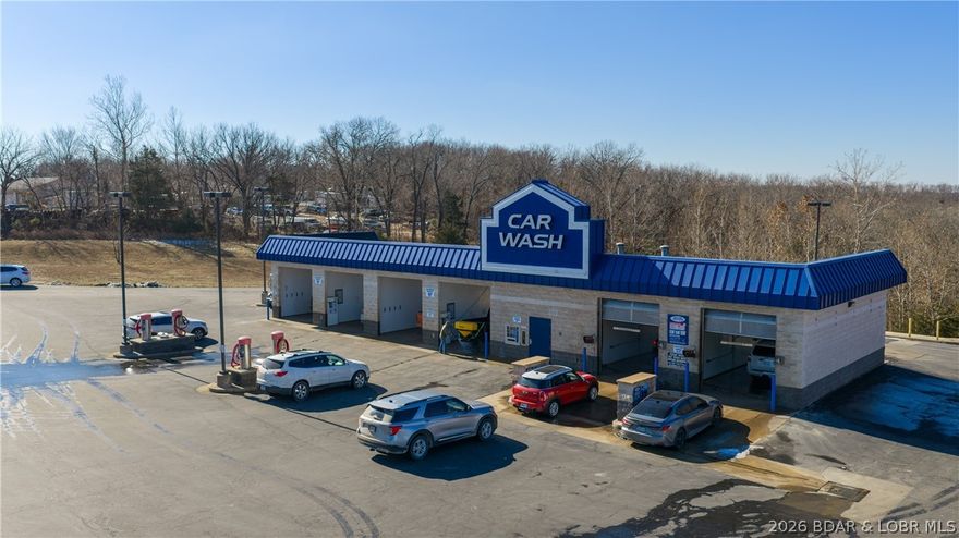 Turnkey Car Wash Opportunity – Prime Commercial Location!!!!
Discover an exceptional opportunity to own a fully operational car wash in a high-traffic corridor in Osage Beach with outstanding visibility and access. Situated on a corner lot with easy ingress and egress, this property attracts a steady flow of customers from both local residents and commuters, being located directly across from Prewitt's Point and Lowe's.  The facility features multiple wash bays, modern equipment, and ample vacuum stations, ensuring efficient service and customer satisfaction. Ideal for owner-operators, investors, or developers seeking a proven business in one of the best markets, Osage Beach!.  Don't miss your opportunity, schedule a tour today!