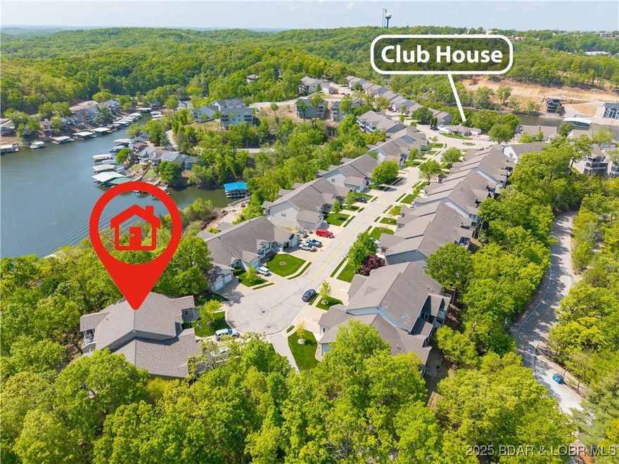 Walk-in, no steps, attached garage, lake views, and very low assessments! Enjoy the peace of mind that comes with a well-managed HOA. Take your golf cart straight to your private 12x32 boat slip and start living the Lake life you’ve dreamed of. This 3-level villa offers over 2,200 sq ft of stylish, comfortable living with thoughtful updates throughout..including new laminate wood flooring, quartz countertops, modern appliances, & a beautifully remodeled kitchen. The main level features an open-concept living area with a cozy gas fireplace, dining space, and a convenient half bath. Upstairs, the primary suite provides incredible lake views and a peaceful retreat, accompanied by two additional bedrooms and a shared bath. The lower level offers a spacious entertaining area w/ a second fireplace, a charming play nook, oversized storage, & access to a covered deck overlooking the lake. Located in a quiet, highly desired area off HH with many full-time residents, this home sits on a serene cul-de-sac and includes access to a community pool, clubhouse, & playground. Enjoy the perfect blend of convenience, comfort, & lakefront living!