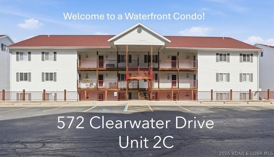 This waterfront condo in Camdenton, MO, sits at the 8.5-mile marker of the Big Niangua on Lake of the Ozarks, offering stunning main channel views. It comes with a 12 x 32 boat slip, and a PWC slip with hoist is also available for purchase. The Kitchen features white cabinets with trim and crown molding, flowing into the family room with a corner gas fireplace and sliding doors to a screened-in deck—perfect for enjoying morning sunrise and afternoon shade. The Owner’s suite includes a walk-in closet, private bath with dual sinks, views of the lake and deck access. A second bedroom connects to a full bath with shower and linen closet. Clearwater Community boasts a pavilion with playground, firepit, and gathering space, discreet dog relief stations, and two pools—one is heated. Close to Old Kinderhook Golf & Resort and Lake Valley Golf Course, the property allows nightly to yearly rentals. Quarterly HOA is $967.14 and it covers trash, sewer, reserves, and more. "Lake Life is a Great Life" and this seller can close quickly so you can start enjoying it right away. PWC slip & hoist is an additional $7500 if desired. Showings begin this weekend so book your private tour now.