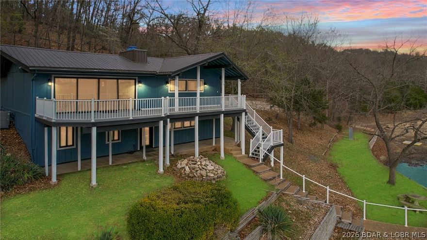 Extremely rare opportunity to own 3.4 acres with over 350 ft of lakefront right in the heart of Osage Beach—just 5 minutes to shopping, dining, gas, and groceries. Properties like this simply do not exist anymore. This one-of-a-kind setting offers unmatched space, privacy, and potential with endless possibilities for personal use or future development. The fully remodeled and reconfigured home features 4 bedrooms, 3 baths, two suites, and true main level living, making it ideal for full-time or vacation use. Enjoy new maintenance-free decking, a 2-car attached garage, and a HUGE parking area across the street—perfect for guests, boats, and trailers. Two separate private docks are already in place, and the expansive acreage leaves plenty of room to build additional structures, whether it’s a guest house, shop, or another home. No HOA restrictions and no known nightly rental rules provide flexibility buyers are looking for. Current owner had all new electrical, all new PEX plumbing, all new Anderson windows and doors installed, there’s literally nothing left to do! This is truly a legacy property with location, land, and opportunity all in one.