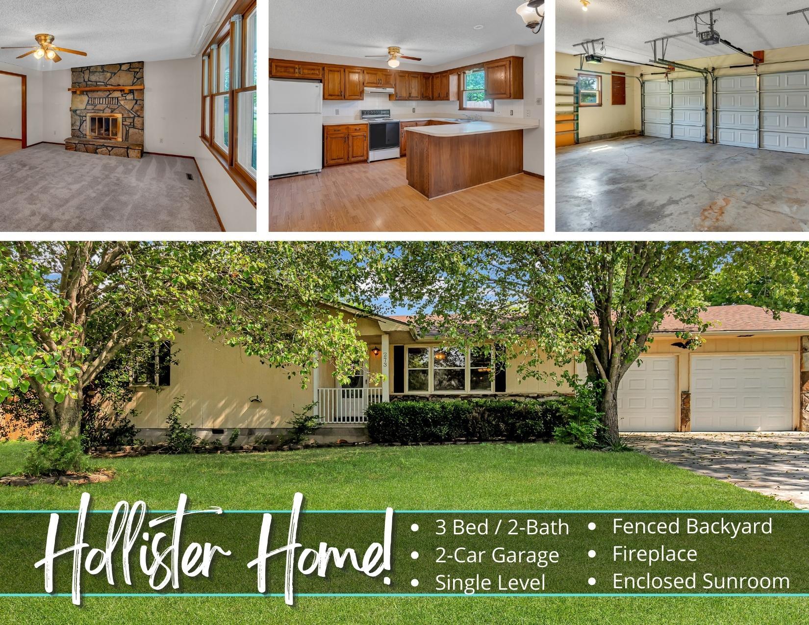 HANDY-MAN SPECIAL! Opportunity is knocking at this hard-to-find fixer-upper that has great potential and priced to sell quick. This single-level home offers 3-bedrooms, 2-full baths, spacious 2-car garage, large & flat fenced-in backyard, enclosed sunroom, central HVAC, and a woodburning fireplace. Location is ideal being very close to Hollister Schools. Property is being sold as-is and needs some TLC.