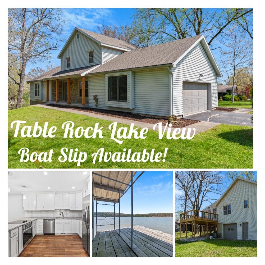 Curb Appeal abounds in this large sprawling freshly remodeled home in Green Shores in Shell Knob!   Nothing was left undone!  Attractive vinyl plank flooring throughout the home, granite countertops, new roof, new walls and trim and doors!  Beautiful cabinets with soft close drawers and doors and pullouts, even in the bathrooms!  The light fixtures are contemporary and the glass tile backsplash reflects a soft glow to the kitchen 's granite counters.   A new stainless steel appliance package completes your new custom kitchen, perfect for years of entertaining at the lake! The enclosed sunroom has its own air conditioning and heating system, along with car-siding on the walls and wood beams in the ceiling and will be great for  company of all ages to relax in after a long day in the lake.   There is a bonus room in the basement and then 1035 SF unfinished the basement that is a garage/ John Deere room that could be finished out into even more living area if you needed it.  It is Private, has a Great view of lake from the newer deck, a covered concrete front patio that you can watch the fireflies from.  There are large walk in showers, and LED mirrors and soft close drawers in the bathrooms.  The master bedroom is on the main and the other bedrooms are upstairs along with another full bath.  Laundry is on the main level if you prefer one level living!. There is also a propane GENERAC generator just in case the electricity goes out and the HVAC is only 3 years old.  A large 2 door attached garage faces the side street with extra parking.  10 X 24 BOAT SLIP with lift  short golf cart ride away available for $40,000 extra.  Community water, on a septic, and HOA fees are $497 a year and that covers the community water.  Low cost living in a subdivision of expensive homes will make you want this to be your primary home, not just your vacation home!