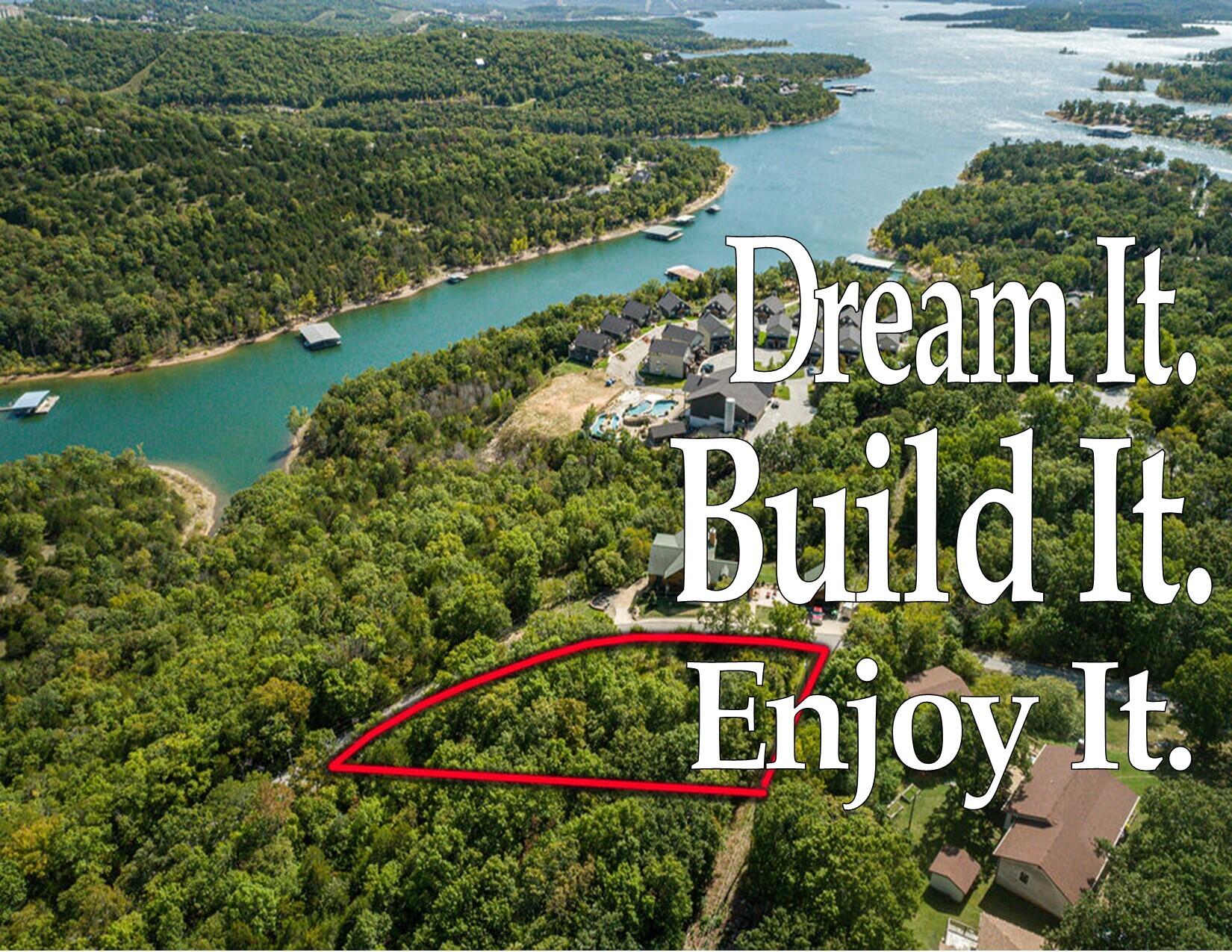 Dream it. Build it. Enjoy it. Super rare to find a somewhat secluded 3/4 ac lake view home site with most of the utilities in place! Sloped BUT not too steep! Close to multiple resorts (fun things to do!) and food (skip cooking!) options but tucked away on the side of Jakes Creek Mountain (for some peace and quiet...shhh...) ;) Just minutes from three large marinas for boating, boat rental, boat slip options. Lots of varied (somewhat seasonal) dining and tiki bar options! It's a laid-back lake-y neighborhood where you can hide out or share it with your extended circle! Indian Point has verified the sewer lines run to this lot. Power lines, phone lines are at the lots edge. Cable TV-High Speed Internet available! A quick 10 minutes to the edge of the Entertainment Zone in Branson! Within 20 minutes of 10 amazing golf courses. Over 100 live shows. Dining options from food trucks to white linen. Go from dreaming to doing...this can be your first step!