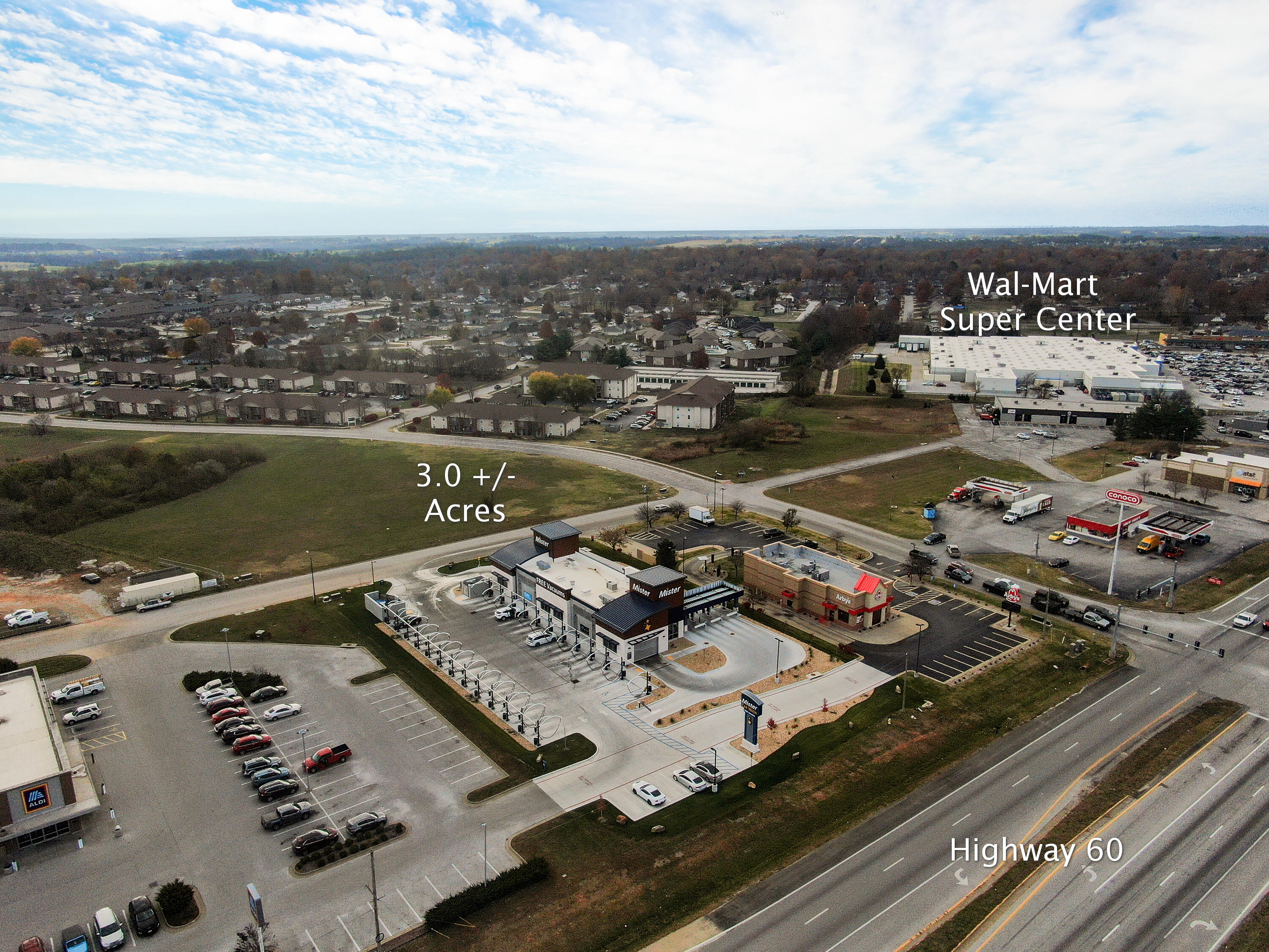 This commercial lot offers an incredible opportunity for retail, restaurant, or service-based businesses. With road frontage on two sides, it provides excellent visibility and accessibility. All utility infrastructure and stormwater retention are already in place, making it development-ready. Zoning is C2.Situated in Republic's bustling commercial district, this property is less than 0.25 miles from Walmart Supercenter and Lowe's. Surrounding businesses include AT&T, Arby's, Aldi, and Panda Express, ensuring consistent traffic and exposure. Don't miss your chance to secure a spot in one of Republic's most sought-after business locations!