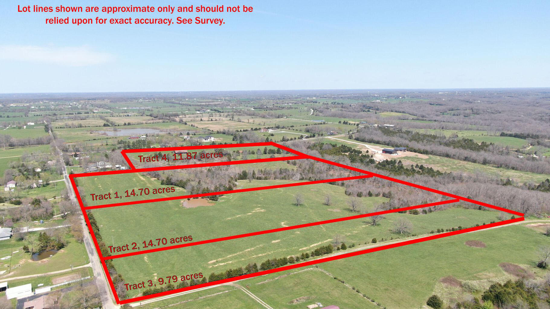 Tract 3 is 9.79 acres located on Hodges Rd, just south of Shady Grove Church and is a great place to build your dream home! Best of all, there are NO restrictions to impede you from doing whatever your heart desires! There are three more adjoining tracts with frontage on Hodges Rd and State Hwy OO also available that make a total possible purchase of up to 51 acres of mostly pasture, perfect for running cattle. Tracts 2 and 3 each have a pond. Don't wait, call today and let's get your dream started!