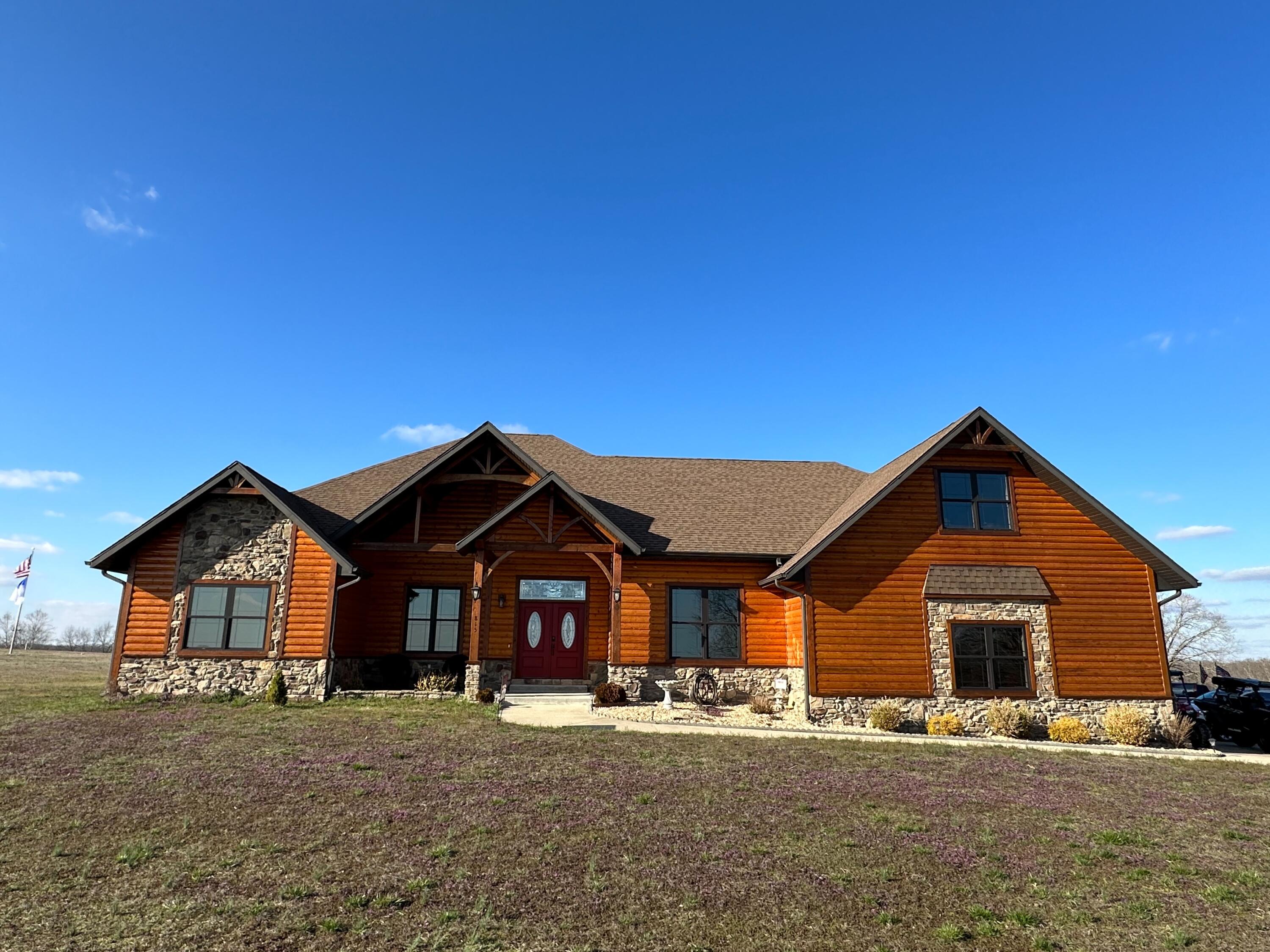 Welcome to your dream estate in the highly sought-after Village of Saddlebrooke, where you can indulge in the breathtaking beauty of the Ozark mountains in the comfort of your own home. The estate boasts an expansive and thoughtfully designed layout, featuring ample living spaces that seamlessly blend indoor and outdoor living. Built-in 2017, this well maintained home offers over 3,200 square feet of living space, with three generously sized bedrooms and two full bathrooms. The large living space is perfect for entertaining, and the oversized three-car garage provides ample storage space. Step inside to discover a luxurious and welcoming interior, featuring high-end finishes and premium materials throughout. The home has been thoughtfully designed to maximize both comfort and style, with plenty of natural light and stunning views from every room. The open-plan kitchen is a chef's delight, with top-of-the-line appliances and plenty of storage space.  Whether you prefer indoor or outdoor entertainment, this property has everything you need to host memorable gatherings with family and friends. This home truly is a homeowner's paradise. Saddlebrooke provides residents with the perfect blend of seclusion and convenience. You can enjoy the serenity of nature while having easy access to local shopping, dining, and entertainment options. Saddlebrooke boasts many amenities for residents to enjoy - a pool exclusively for the community, a basketball court, tennis courts, multiple picnic areas, multiple access points to creeks that are perfect for summer activities, wooded walking trails and newly constructed covered mailboxes.