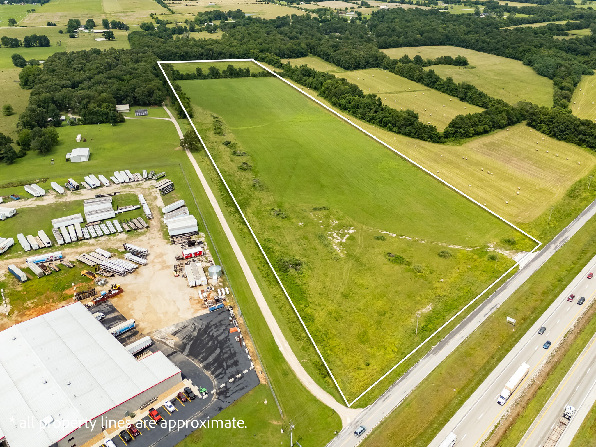 This is an investor's dream come true.  Located just down the street from the famous BUC-EE'S GAS STATION this 27.55 acres offers endless opportunity your next business venture. With    I-44 frontage and a 92 foot wide driveway, your options are endless.  Come see your new property!