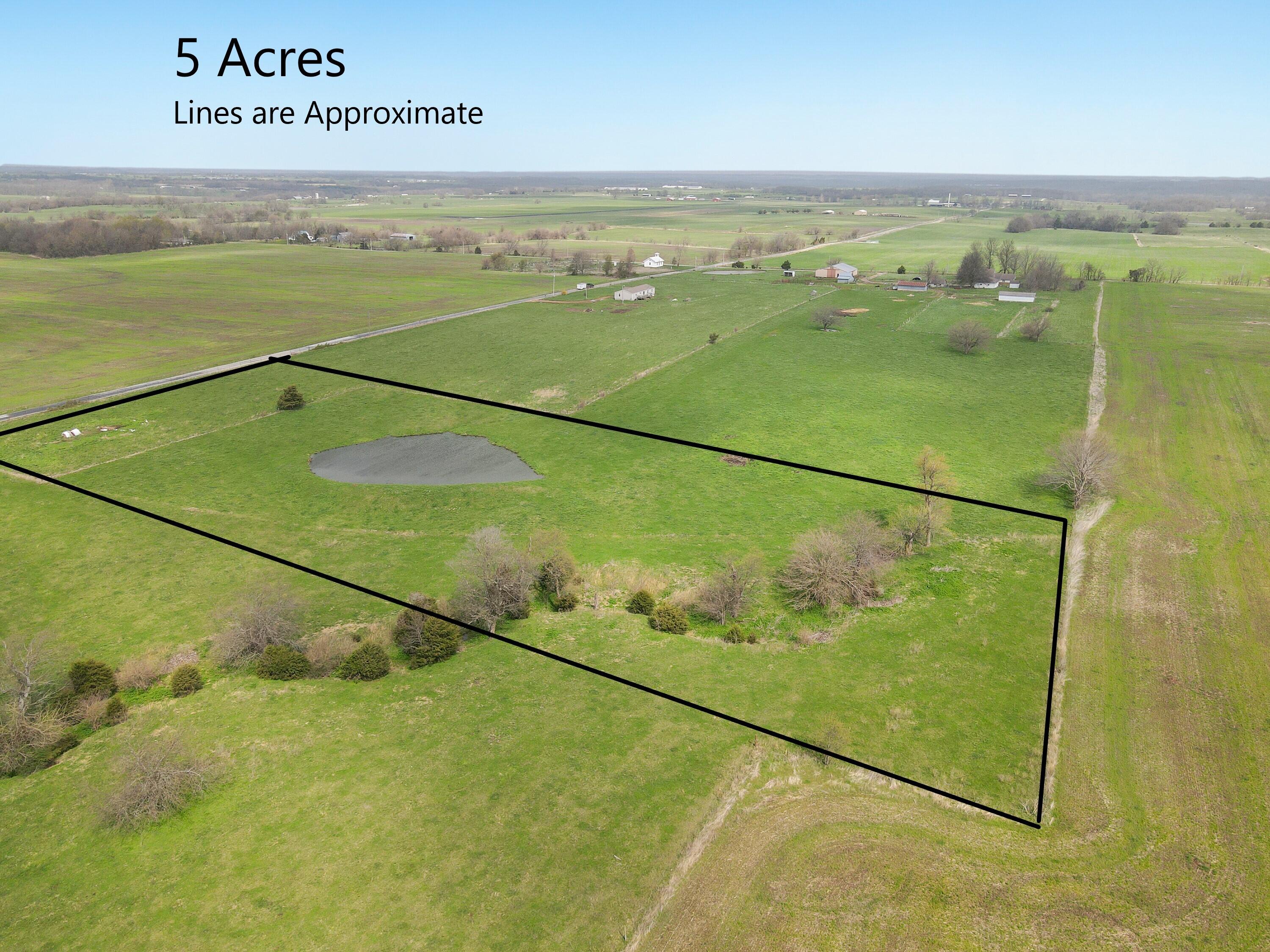 5 Acres M/L with nice pond and great views. More land available too. Great building sites and just 1 1/2 miles to H Hwy and approx 3 miles to I-44 exit ramps. Very light restrictions so build your home, shop home or set your new manufactured home here. Easy drive to Monett, Carthage and Joplin or just 5 miles to Mt Vernon Walmart. Great pasture for your mini farm of horses, chickens or cows. Hard to find land in Mt Vernon School district. There are also several lots to choose from ranging from 3.4 acres to 5.5 Acres starting at $33,700