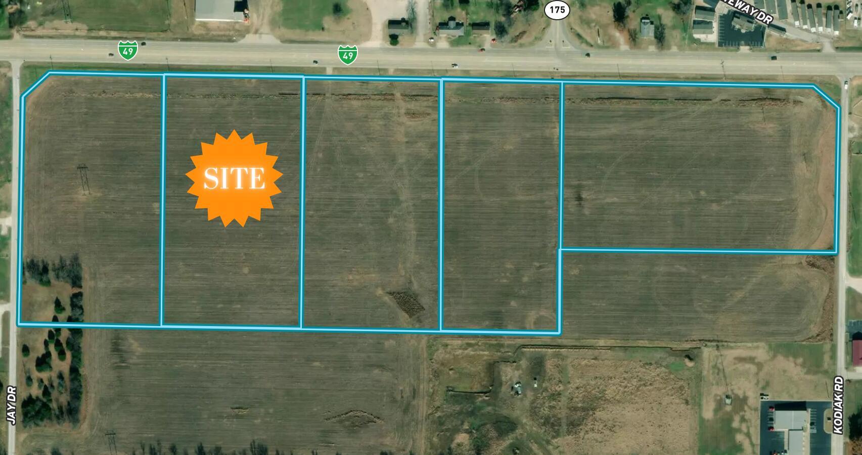 LOCATION! LOCATION! Potential large undeveloped land parcel. Buy all or buy individually. THIS IS A MUST SEE! High traffic with easy access to I-49. This is a fast growing area! Don't let this pass you buy!