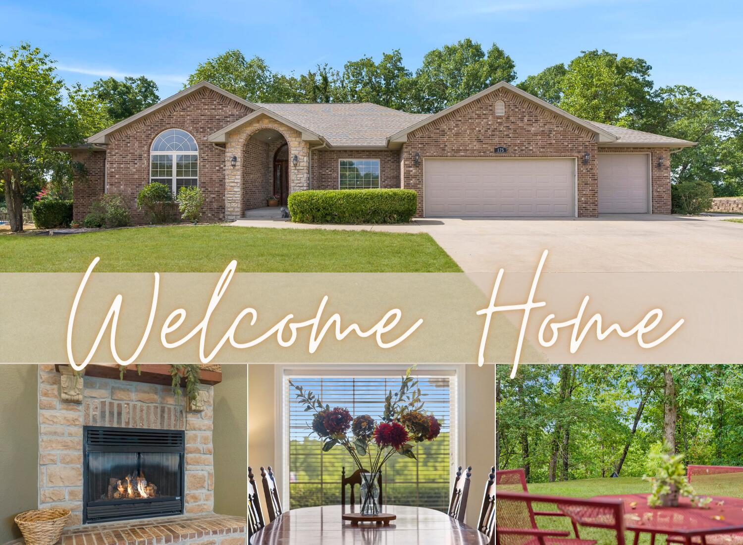 This beautiful custom home is nestled away outside of town but still close enough to all the conveniences! Best of both worlds! Situated ion a flat lot with a 3-car garage and within Branson School District. Total square footage - 4610 sq ft with 652 sq ft unfinished in basement. All of the primary living amenities are on the main level. So much attention to details . . .Walk into beautiful archways, hardwood floors, vaulted ceilings, bull nose corners, spacious living area with a fireplace, formal dining room as well as a spacious eat-in kitchen complete with walk-in pantry. The back deck is perfect for entertaining or just to enjoy your wooded view and nature. Permanent propane line installed for grills. Walkout basement with additional living space, bathroom and bedrooms as well as two rooms that are multi use. Large shop/ John Deer room downstairs. New HVAC in 2021. 800 sq ft of garage space with 18' overhead door, 200 electrical panel on northwest corner of garage exterior - makes it easier for all the toys!  Located only 15 minutes to all that Branson has to offer and 10 minutes to Branson Schools. Welcome home!