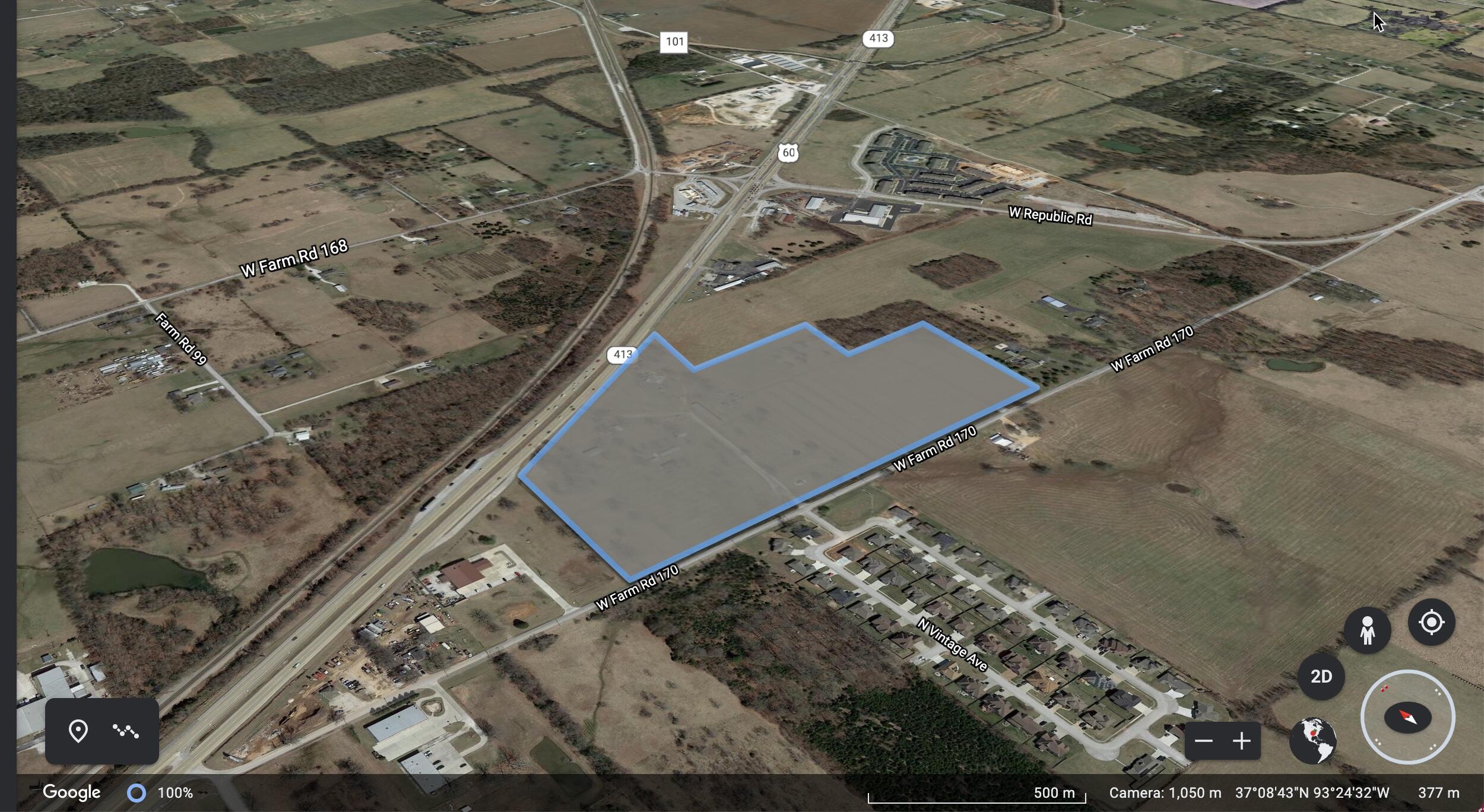 Excellent Commercial Development Opportunity, over 1,300 feet of Hwy 60 frontage with great visibility and proposed access to Hwy 60 with a planned signalized intersection. Access also planned to Hwy M or Republic Rd and multiple access points on FR 170.   All utilities are available, sewer expected to gravity feed.  Republic is growing, recent commercial developments include Amazon Distribution Center, Convoy of Hope, McLane Co, Cox Health Super Clinic, Andy's Frozen Custard, Culver's, Popeye's, Harter House Grocery Store, Whataburger, plus many others. And new residential developments started, planned, or proposed, totaling in excess of 2,000 lots and or units within 2 miles of this property.  The Property consist of 3 contiguous parcels: 26.2 acres in the City of Republic and 2 parcels in Greene County, 3 acres east and 5 acres west of the main parcel. The City of Republic is pro-growth and ready to assist developers.