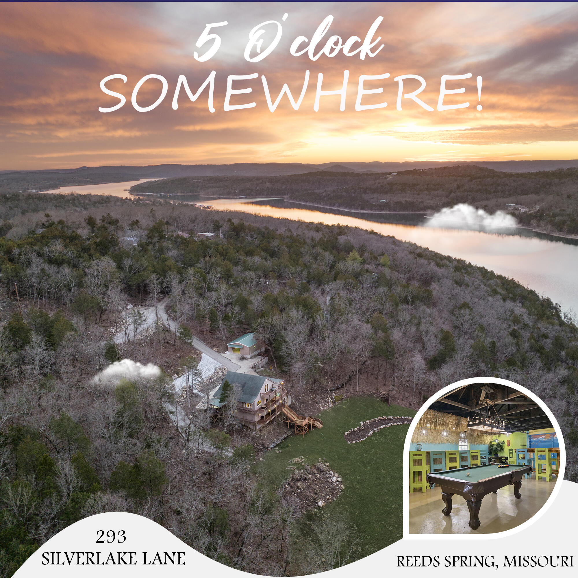 Amazing home on five secluded waterfront acres with massive views from the wrap around deck. This home comes fully furnished with stainless steel appliances, hot tub and much more. Did I mention the kayak shack built down the hill next to the core line for easier transportation of your water toys.  Did you say entertainment? The garage has been converted into a Tiki bar equipped with a 20 foot bar painted in tropical colors to lighten the party along with a pool table, poker table, dartboard and an arcade game.