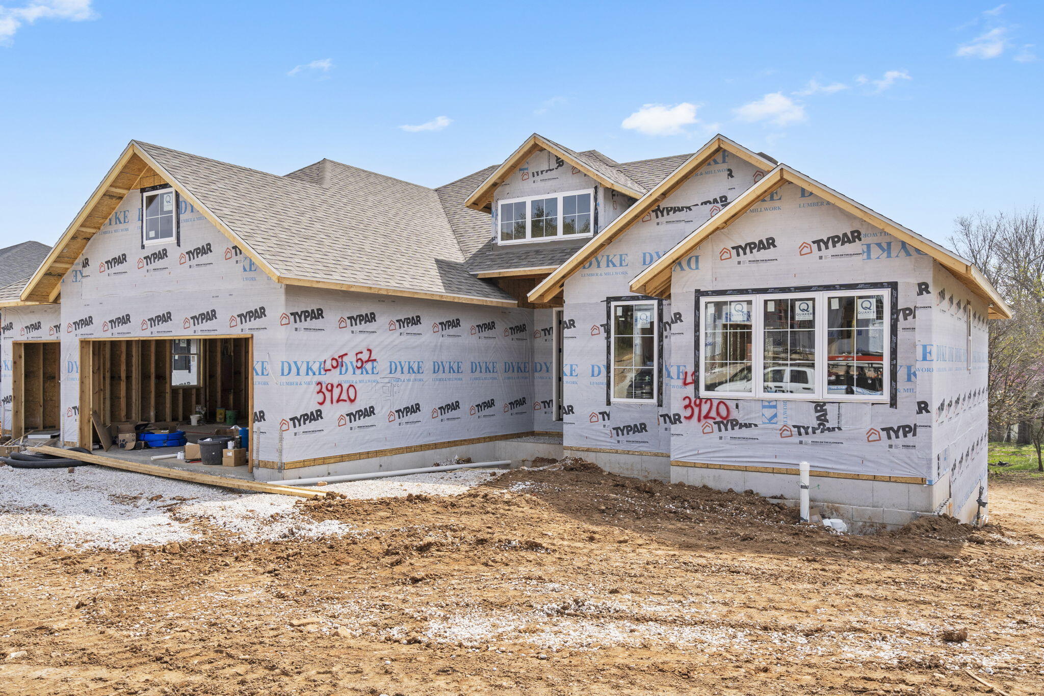 New gated subdivision on Springfield's East side with access to Hickory Hills Country Club! This stunning new construction home offers open layout, living room with tall ceilings, & gas fireplace. Kitchen has large center island with seating space, quartz counter tops, walk-in pantry and dining area. Split bedroom floor plan features spacious master suite with dual sink vanity, walk-in shower & walk-in closet with access to the laundry room. Bedroom 2 & 3 share a full hall bathroom.  The walk out basement has the 2nd family room, bedrooms 4 and 5 with a bathroom in the middle, and a John Deere room with extra storage.  Covered porch out back with a patio below and a sodded yard and irrigation system.  Quick and easy access to Hwy 65!