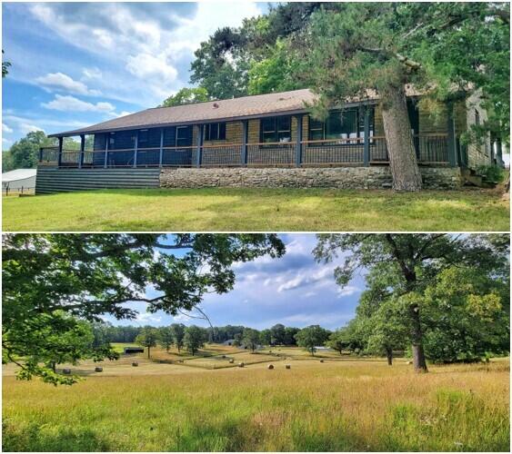 Beautiful 56+/- acre horse property for sale in Howell County! Located just west of Mountain View off of Highway 60, sits a private 4 bedroom, 2.5 bath ranch home, with a 60 x 100'+/- indoor riding arena, 145 x 100'+/- outdoor arena, a stable with 5 stalls and tack room, beautiful old red barn, equipment shed with 2 stalls and kitchenette, lean-to shelter, 6 paddocks, and 4 ponds (2 stocked). The home is approximately 2100 square feet, and has a basement garage and utility room. It has a split floor plan, with the large main suite on the west side of the house, that has sliding glass doors to the deck to watch the sunsets, the many deer that live there, or your livestock, and another sliding glass door that leads to your back screened in porch. Built in 1950, addition in 2008, many updates and extras, including a large office with bookshelves, updated bathrooms, stainless steel appliances, outdoor wood burner, and backup generator. New well pump in 2020, and new water heater in 2022. There are also fruit trees, a fenced in backyard, full length front porch, and hardwood floors throughout. The property is perimeter fenced, with black pipe fencing by the house, woven wire with barbed top, and 5 strand barbed. Multiple frost-free hydrants. The land lays very nice with rolling hills, about 75% is open with 35+/- acres in pasture, with the remaining 15+/- acres in woods with riding trails. Located just 3 miles from the Rocking RV arena, 45 minutes to Eminence for trail riding, and close to thousands of acres of Mark Twain National Forest with horse friendly trails. 10 minutes to Mountain View, 35 minutes to West Plains, 1 hour 45 minutes to Springfield, 3 hours to St. Louis, and close to the many rivers, lakes and sights that the Missouri Ozarks has to offer!