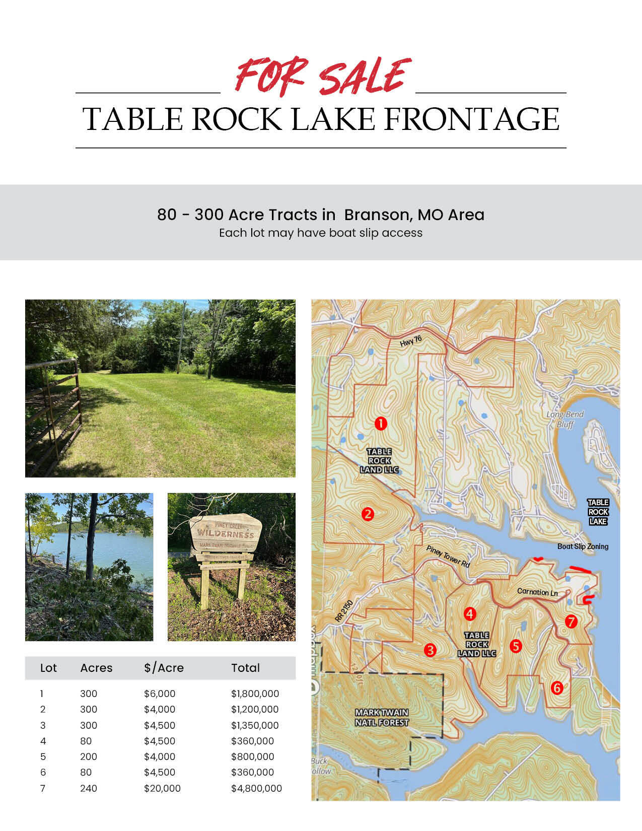 Fronts on Hwy 76, South of Cape Fair.This property may provide Boat Slip area.Property may be subdivided.Property requires a survey and re-plat to determine exact acreage.