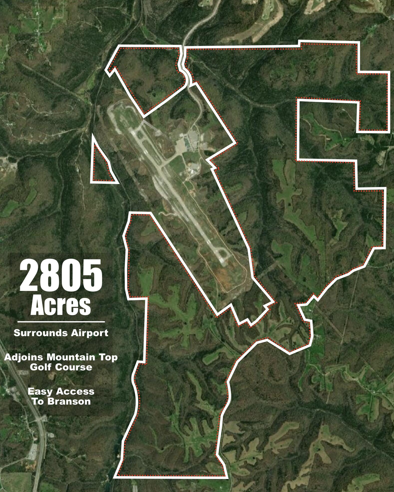 Gorgeous 2805 Acre Cattle/Recreational Farm! 3 miles of Hwy JJ Frontage! Endless Breathtaking mountain views, several ponds, 4-wheeler tails, tons of deer &  turkey,  joins Branson Airport so you can fly your private plane right to your property! Adjoins Mountain Top Golf Course & easy access to Branson! This gated acreage has endless possibilities!