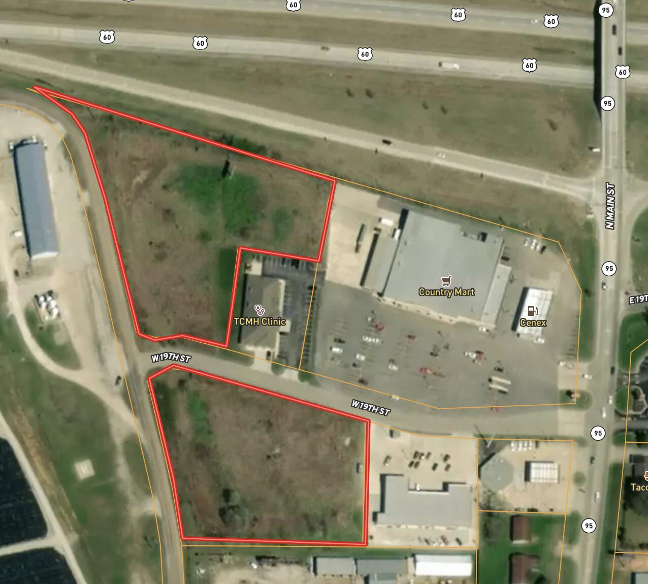 Commercial Land for Sale with Location-LOCATION!!! Land has 2 road frontages, with easy access to highway and 4-Lane Highway 60 visiablity. The lot is 5.36 acres m/l split on two sides of the road. Nearby businesses include medical, restaurants, grocery stores, shops, and offices, making this an attractive location for tenants and customers alike. The lot is level and ready for development, with all utilities available. Don't miss out on this rare opportunity to own a prime piece of commercial real estate in a highly sought-after location.