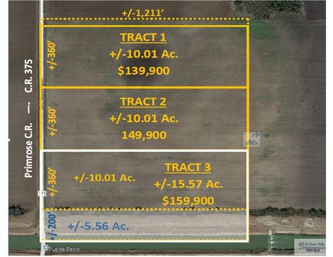 Vacant Land For Sale - 15 AC (TR 3) Primrose Ln<br/> LYFORD, TX 78569