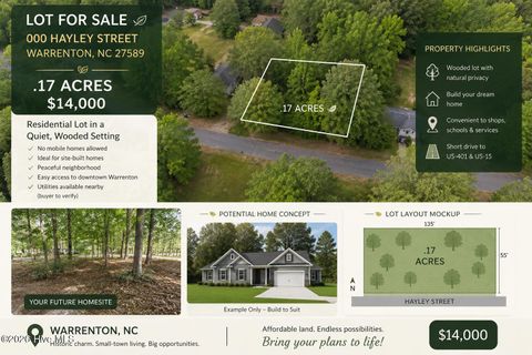 Vacant Land For Sale - 000 Hayley Street<br/> Warren County, Warrenton, NC 27589