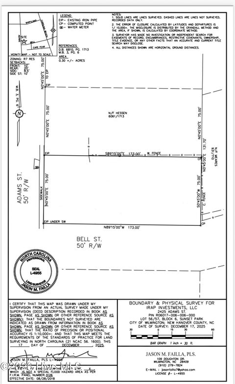 Vacant Land For Sale - 2425 Adams Street<br/> Wilmington, NC 28401