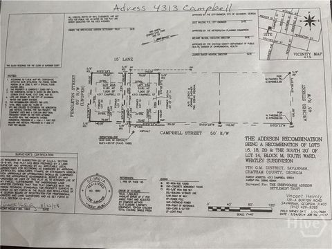 Vacant Land For Sale - 4313 Campbell St<br/> Chatham County, Savannah, GA 31405