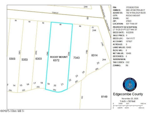 Vacant Land For Sale - 937 Tyan Street<br/> Rocky Mount, NC 27801
